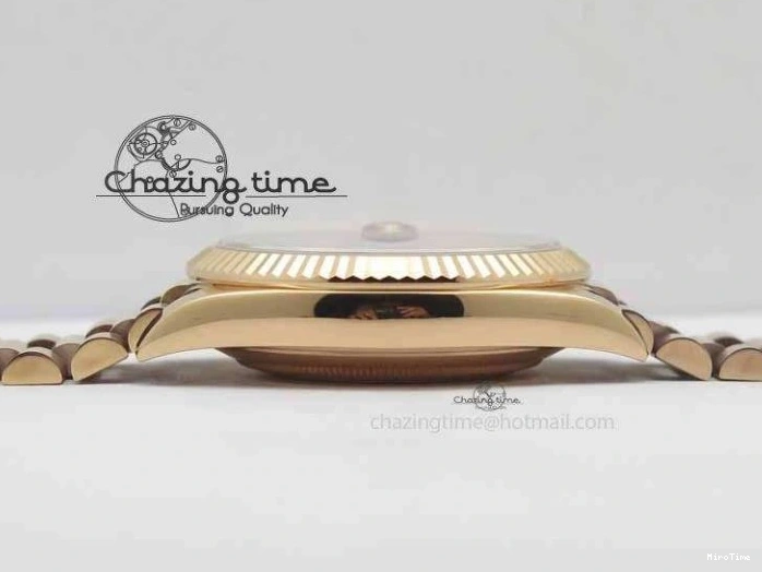 MiroTime 0318 Sophisticated Day-Date 40mm 228239 RG Noob 1:1 Best Edition Brown Roman Dial On RG President Bracelet A 3707